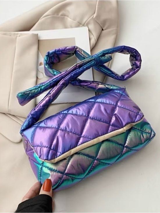 Handbags - Iridescent Purple Quilted Crossbody Bag